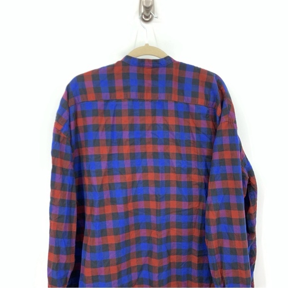 LL Bean Signature Women Size Large Shirt Button Down Top Flannel Plaid Blue Red - Picture 5 of 8